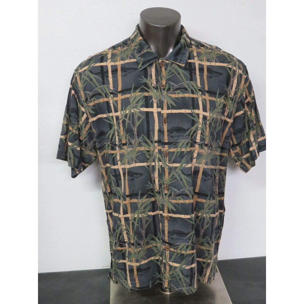 Mens AFTCO Bluewater Short Sleeve Button Front Pocket Size XL Cotton Rayon Shirt
